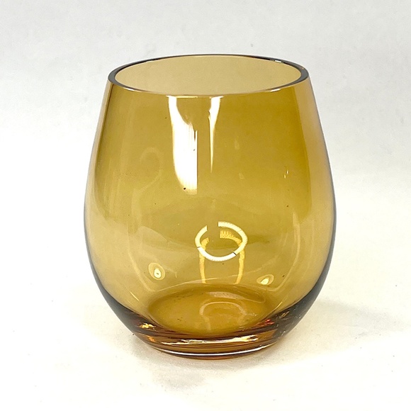 Amber-Colored Blown Glass Candle Holders - 7 - Picture 2 of 4